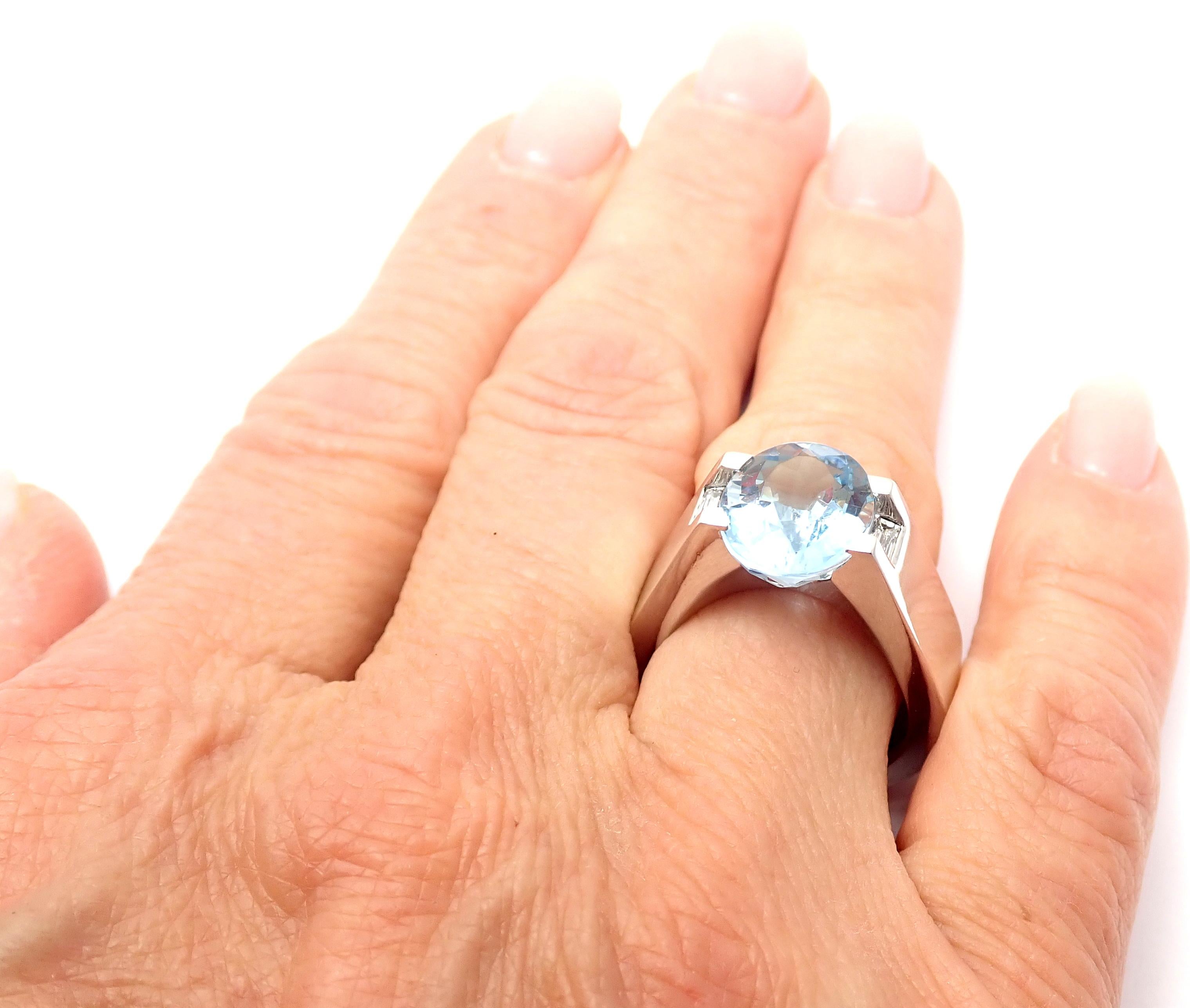Cartier Large Aquamarine Diamond White Gold Ring 2