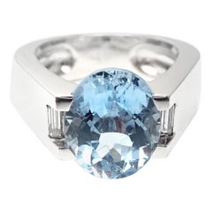 Bague Cartier en or blanc:: grande aigue-marine et diamants