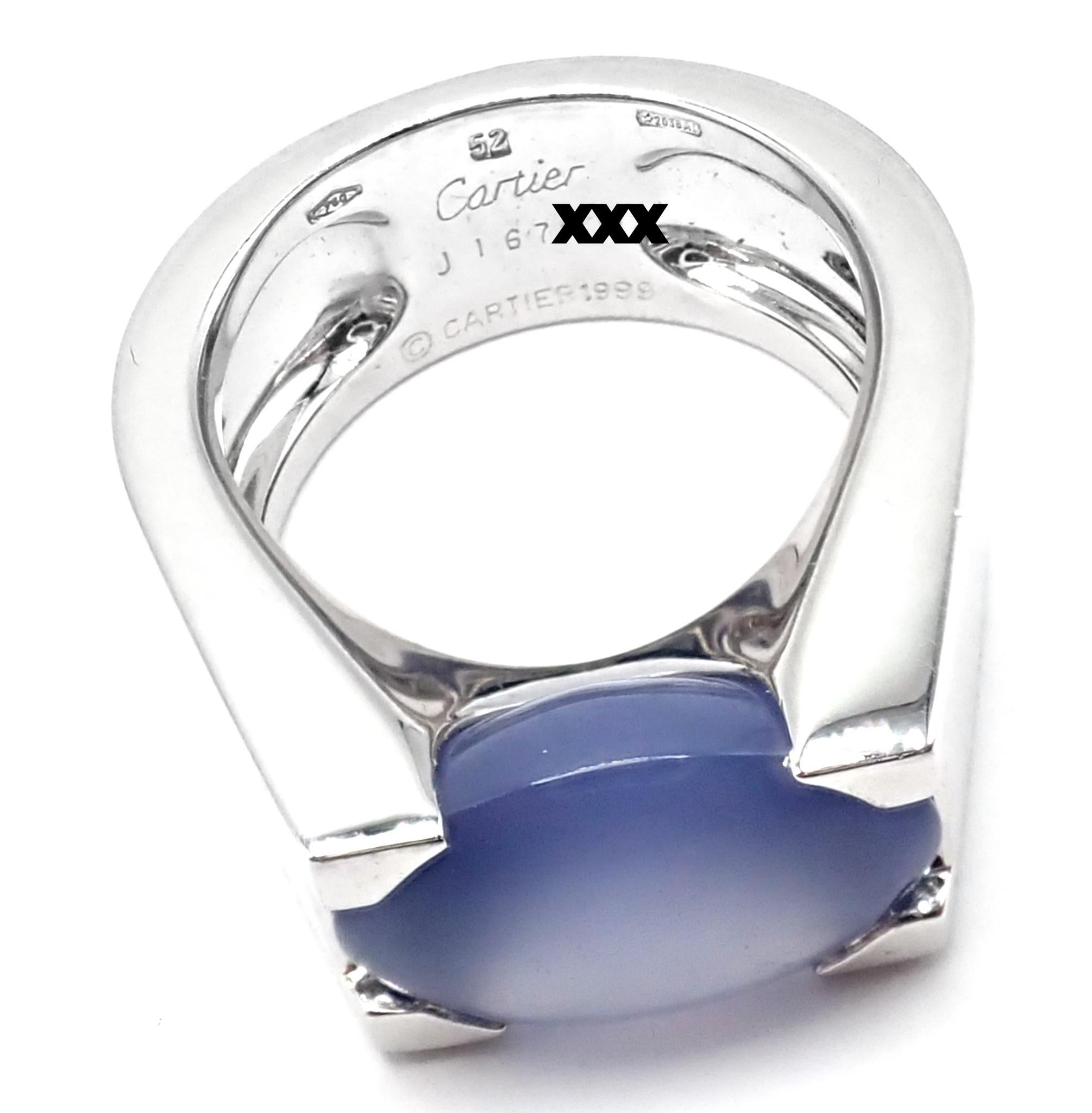 Cartier Large Chalcedony White Gold Ring For Sale 2
