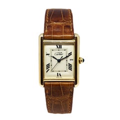 Cartier Large Classic Tank Vermeil Calendar Quartz Wristwatch