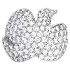 Cartier Large "Dove of Peace" Diamond 18K White Gold Pave Wide Cocktail Ring