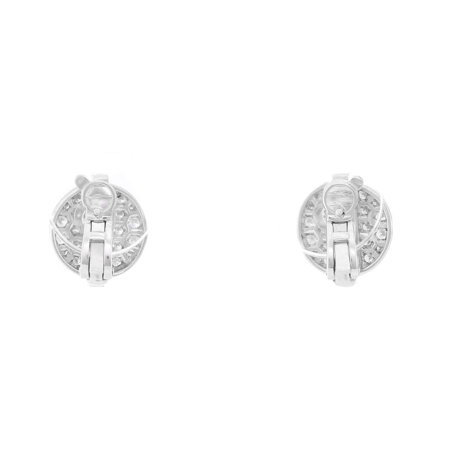 Cartier Large Himalia White Gold Earrings - . These Cartier earrings feature 18k White Gold Himalia earrings with 1.51 cts of round brilliant cut diamonds. Earrings are  stamped Cartier, 750, OH1694. Total weight is 11.6 grams. 14 mm in diameter.