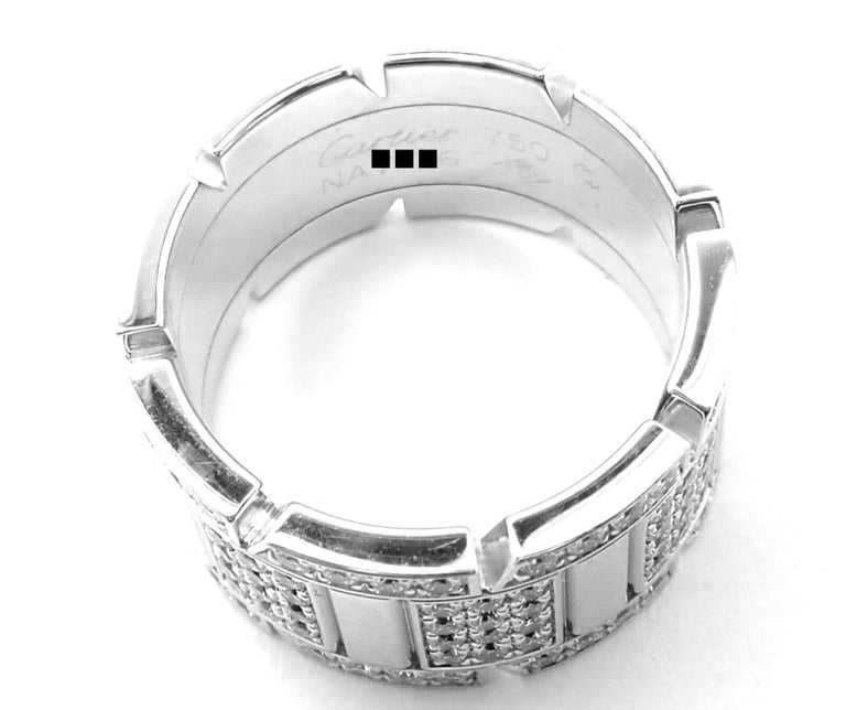 CARTIER Large Model Tank Francaise Diamond White Gold Band Ring at