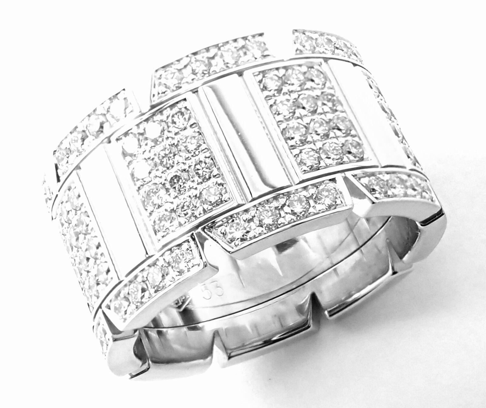 CARTIER Large Model Tank Francaise Diamond White Gold Band Ring In Excellent Condition For Sale In Holland, PA