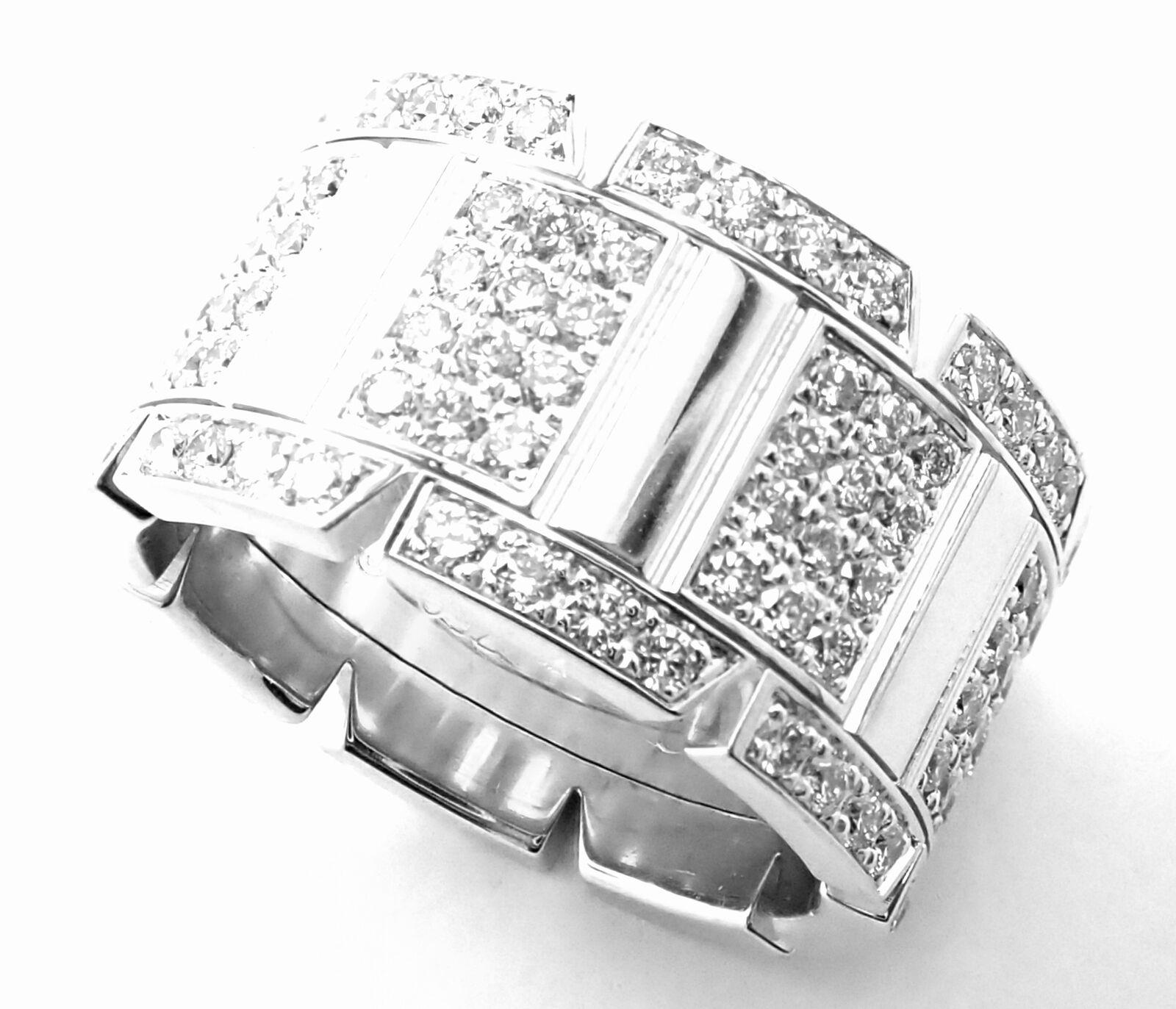 Women's or Men's CARTIER Large Model Tank Francaise Diamond White Gold Band Ring For Sale