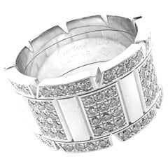 CARTIER Large Model Tank Francaise Diamond White Gold Band Ring