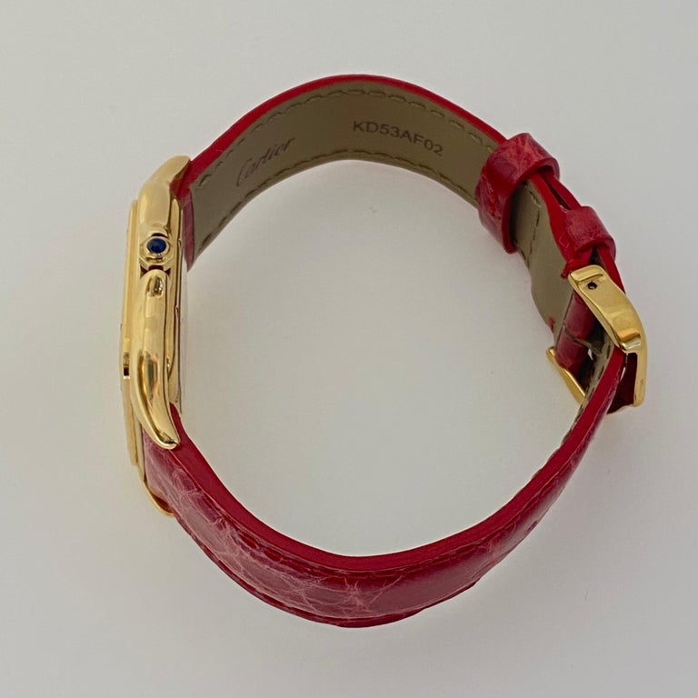 Cartier Large Panthere Watch 18 Karat Yellow Gold Leather Strap Quartz