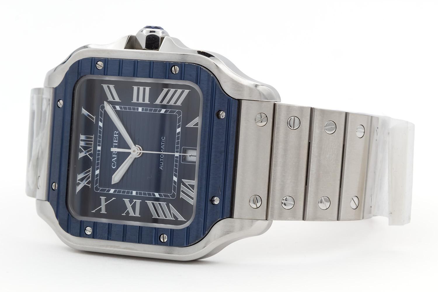 Cartier Large Santos De Cartier Blue PVD WSSA0048 Box Papers Extra Bracelet 4072 For Sale 4