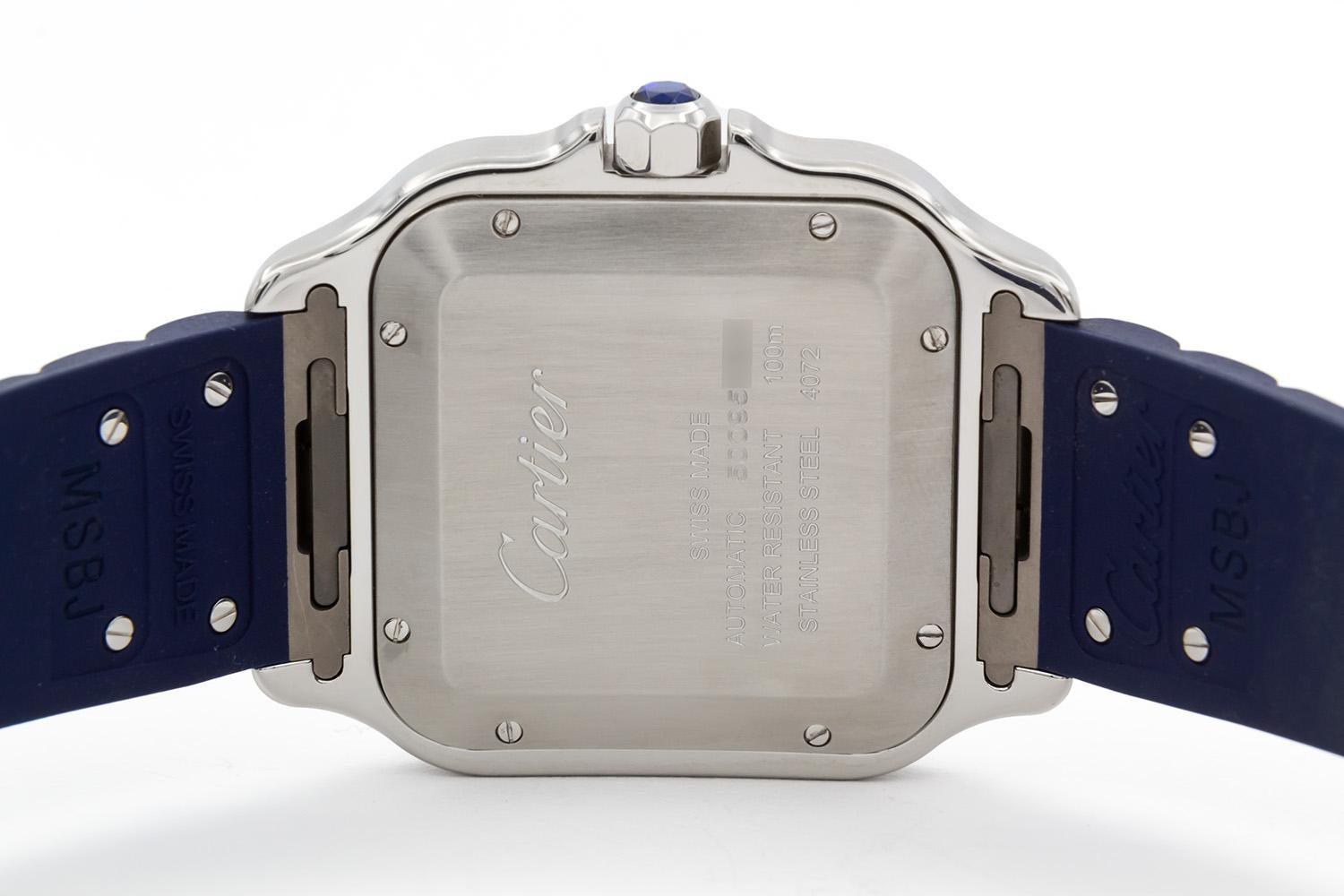 Cartier Large Santos De Cartier Blue PVD WSSA0048 Box Papers Extra Bracelet 4072 For Sale 1