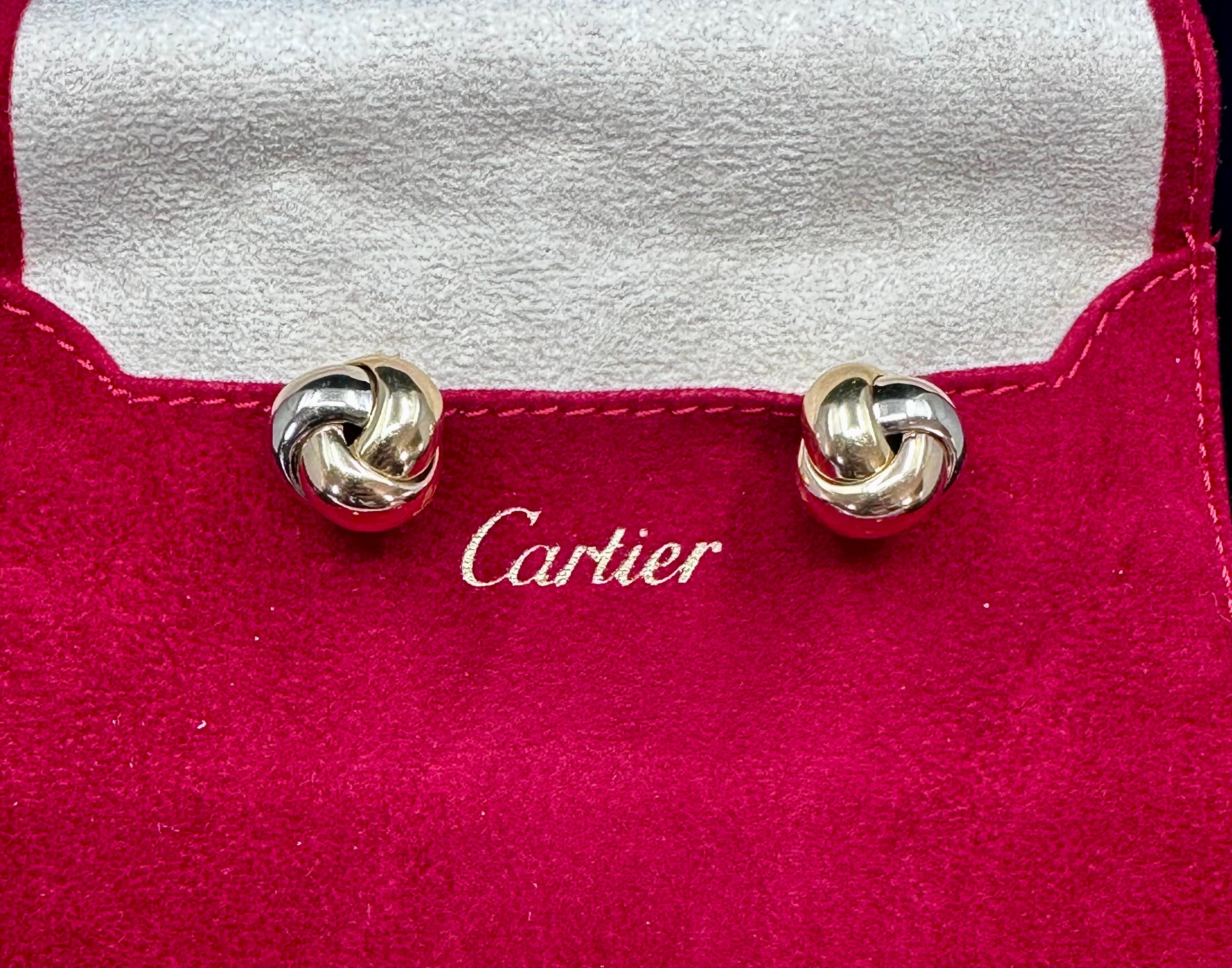 Cartier Large Trinity Knot Stud Earrings 18k In Good Condition For Sale In Beverly Hills, CA