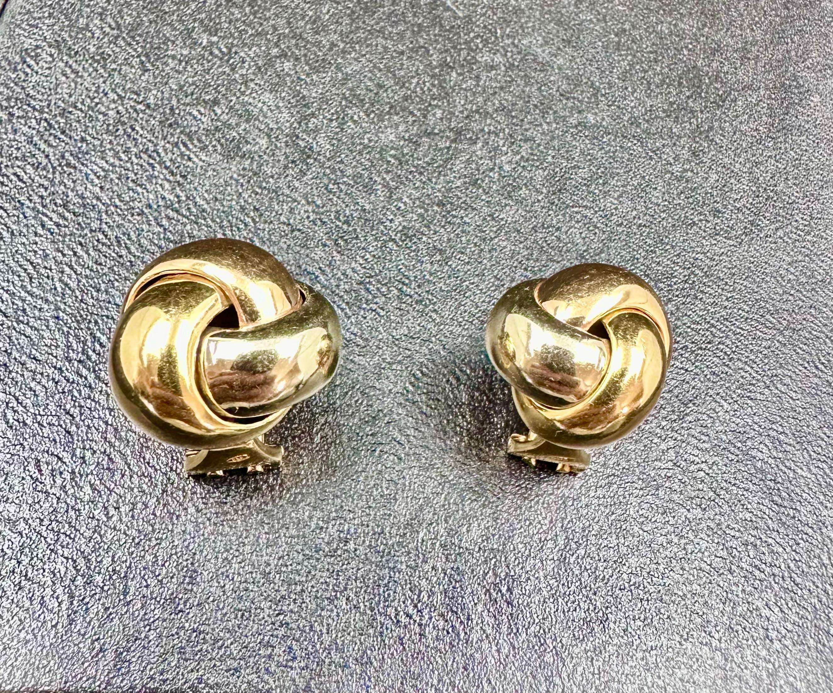 Women's or Men's Cartier Large Trinity Knot Stud Earrings 18k For Sale