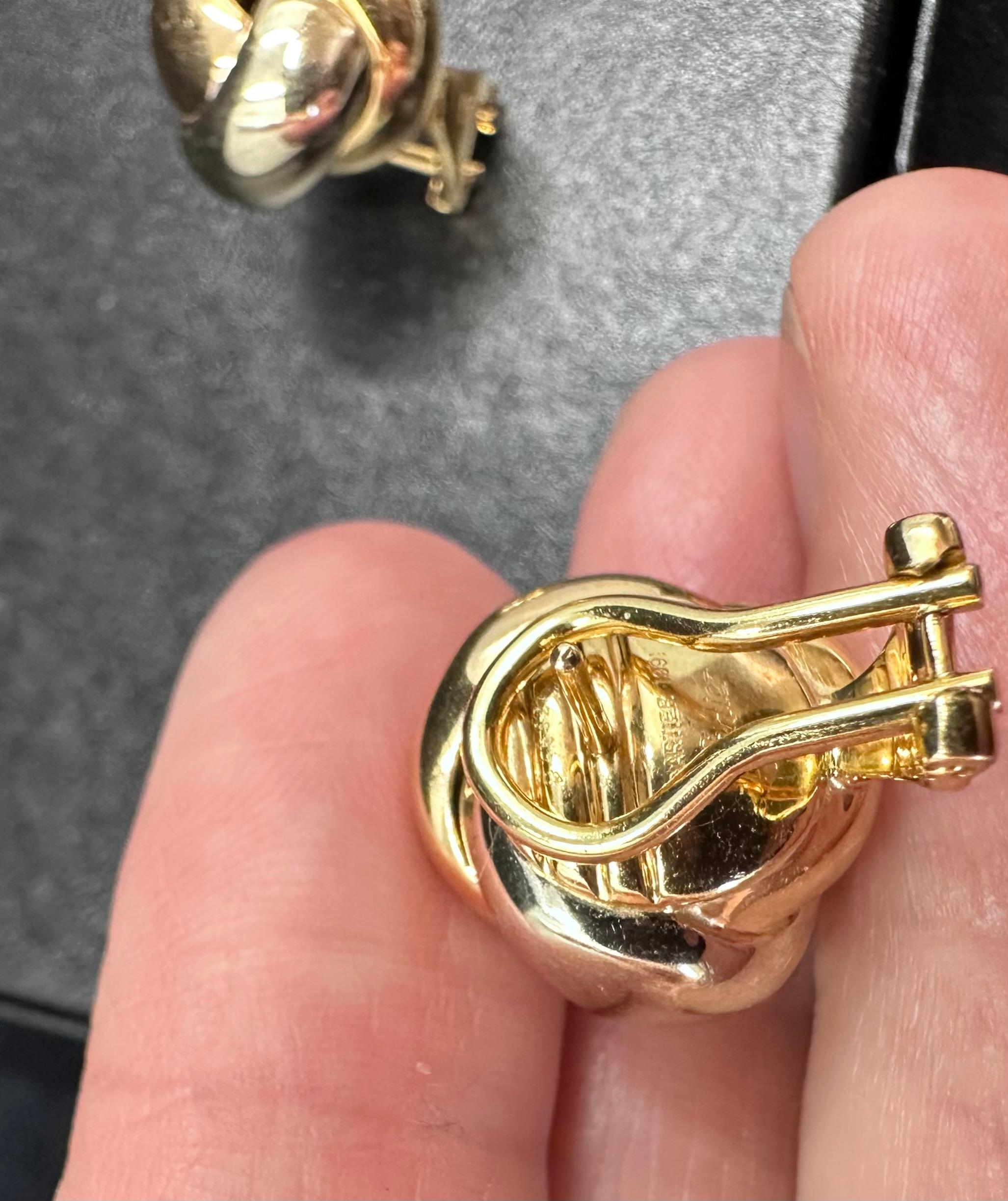 Women's or Men's Cartier Large Trinity Knot Stud Earrings 18k