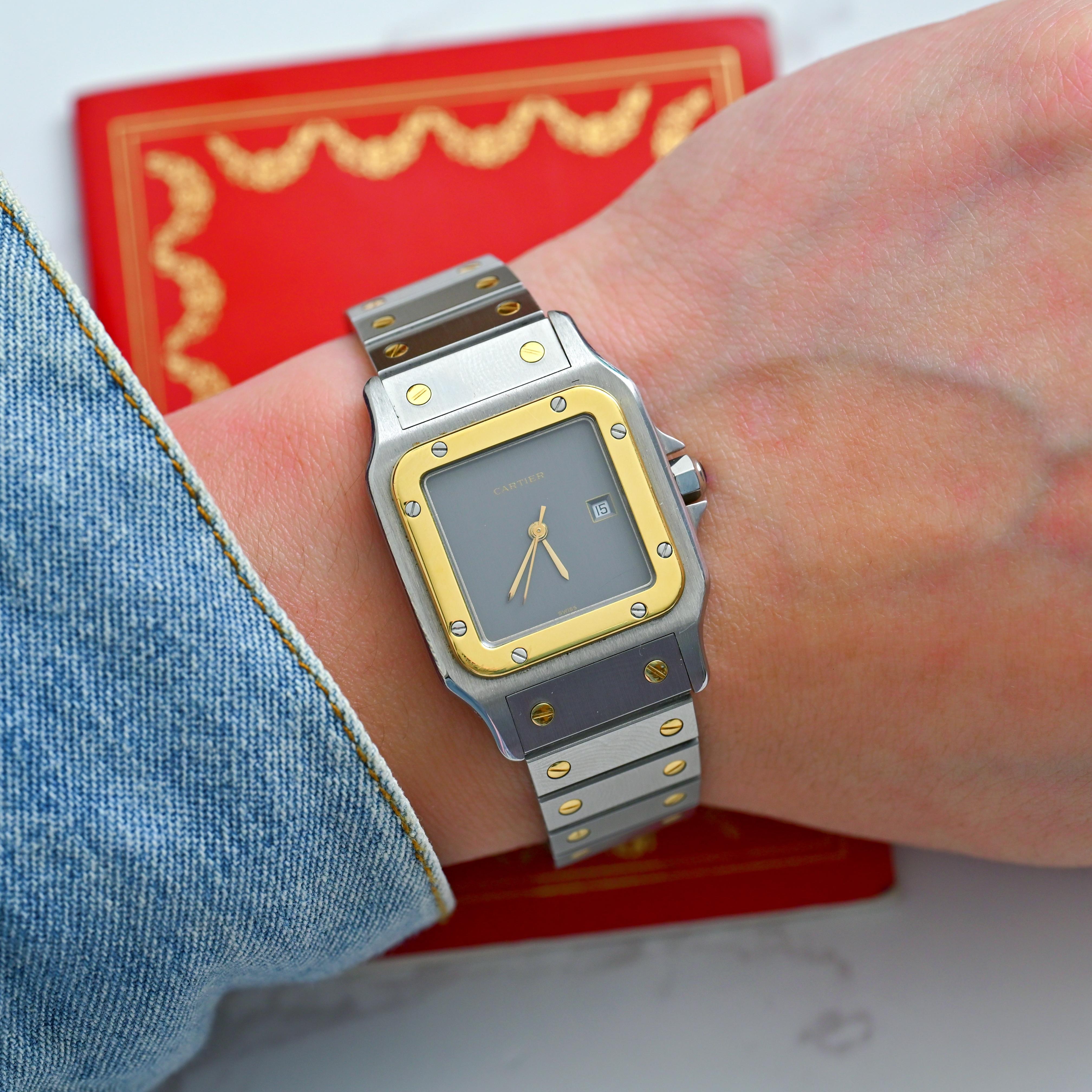 Cartier Large Two-Tone 18K YG & Stainless Steel Santos Automatic 2961, 1980's 6