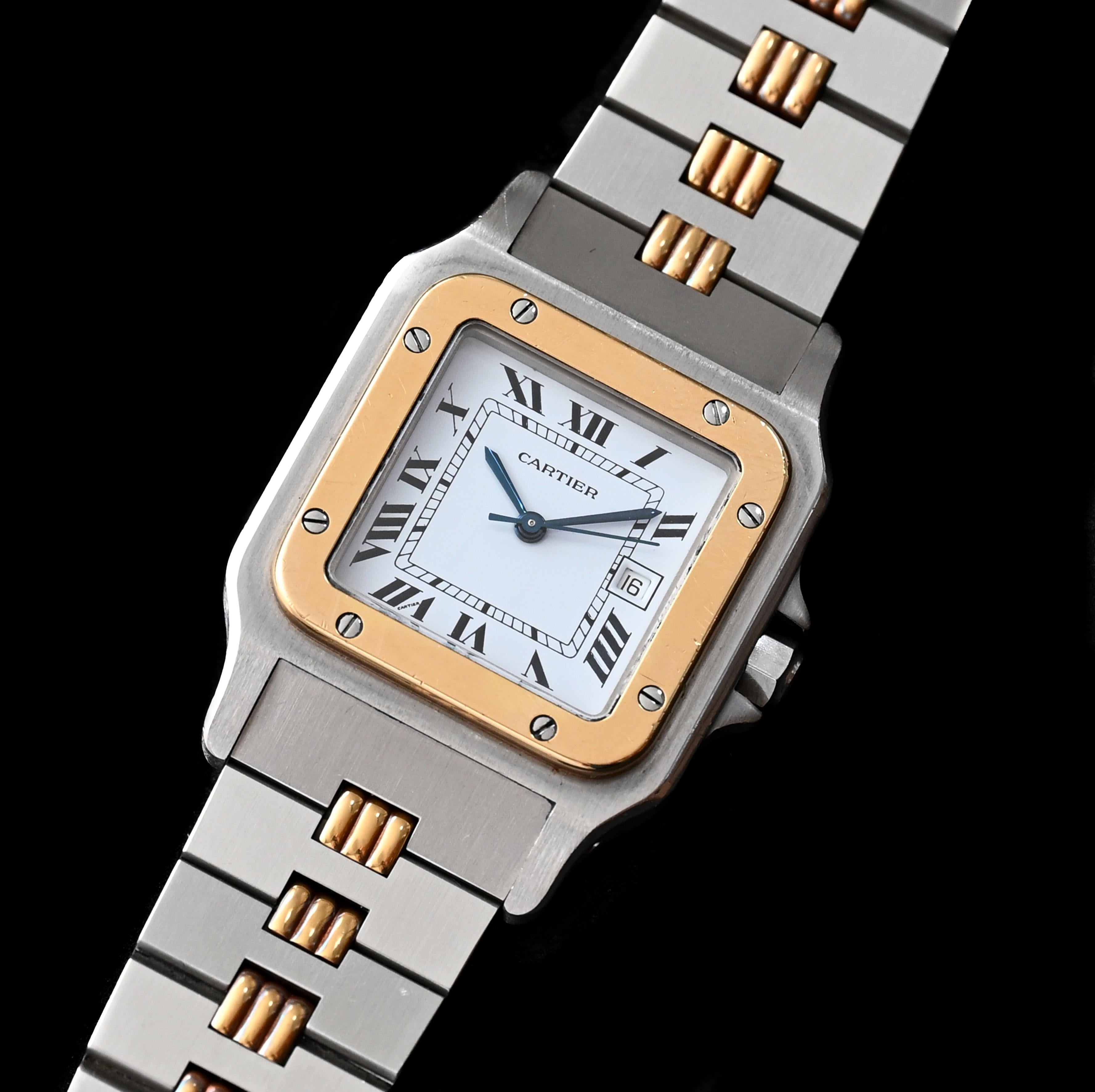 Brand: Cartier
Model: Santos 2961
Year: 1980’s
Serial Number: 2961xxxxx

Reference: C04348

The Cartier 2961 Santos is a distinguished timepiece with a captivating history. Originally designed in 1904 for aviation pioneer Alberto Santos-Dumont, the