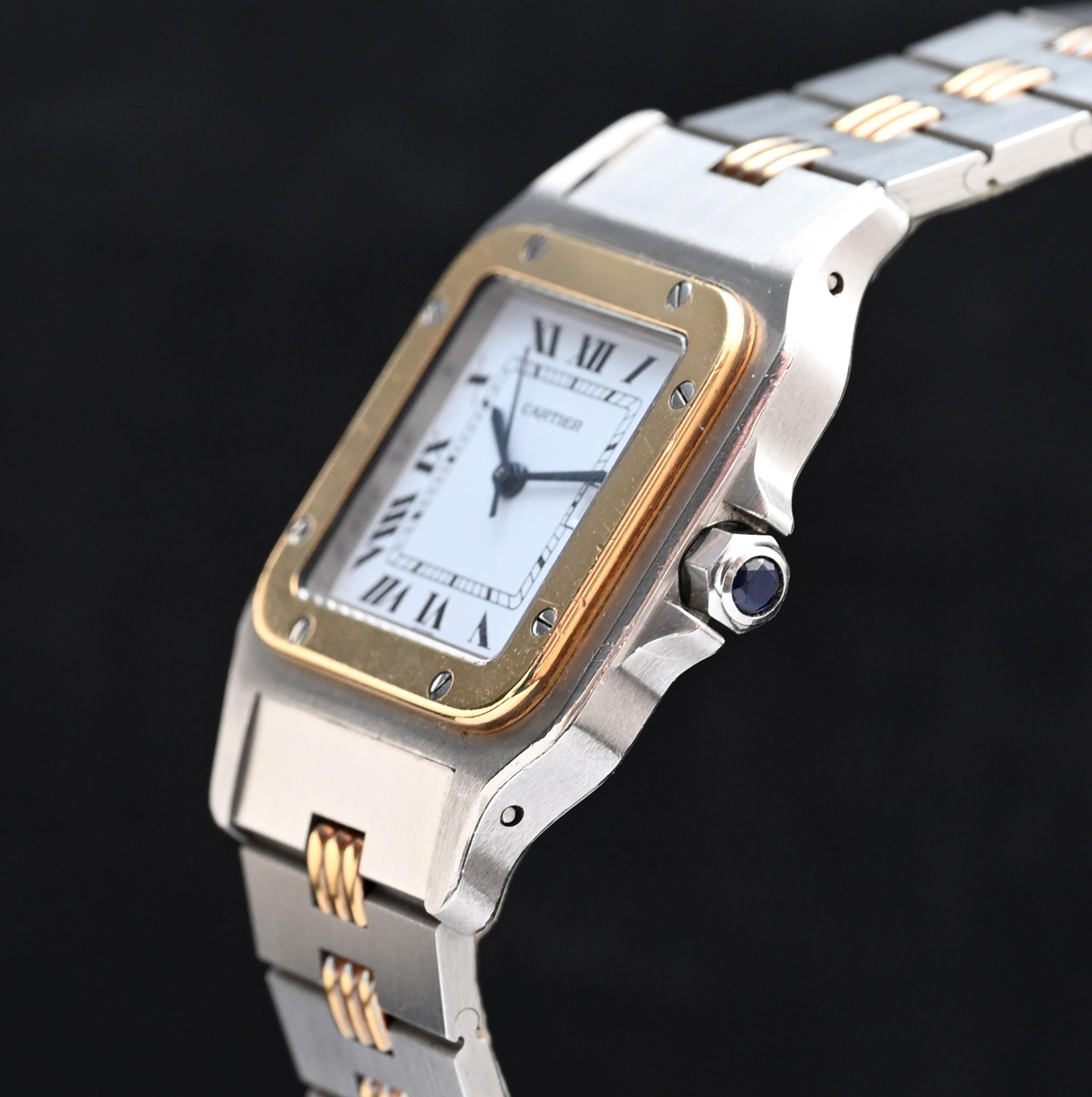 Cartier Large Two-Tone 18K YG & Stainless Steel Santos Automatic 2961, 1980's In Good Condition In Central & Western District, HK