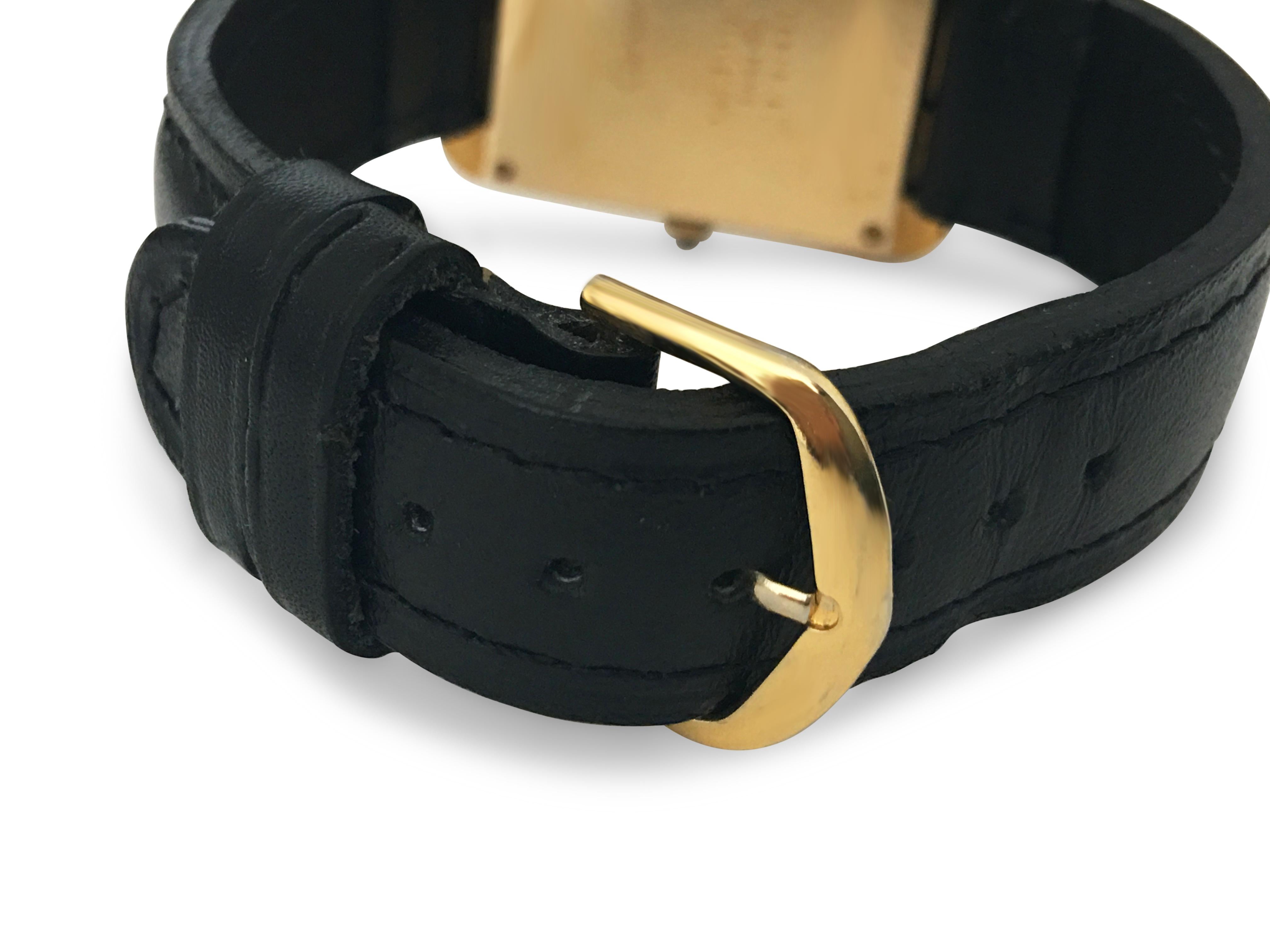 Cartier Large White Roman Dial 18 Karat Gold Watch at 1stDibs