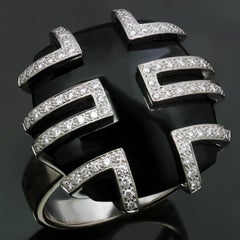 Cartier Le Baiser Du Dragon Black Jade Diamond White Gold Ring