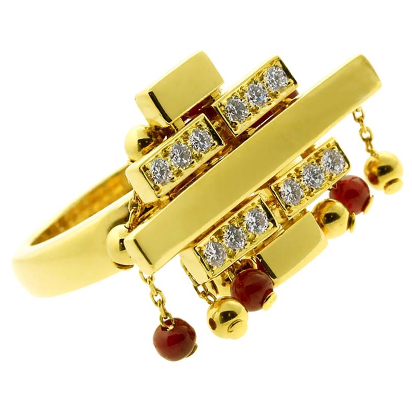 Cartier Le Baiser Du Dragon Diamond Gold Ring at 1stDibs