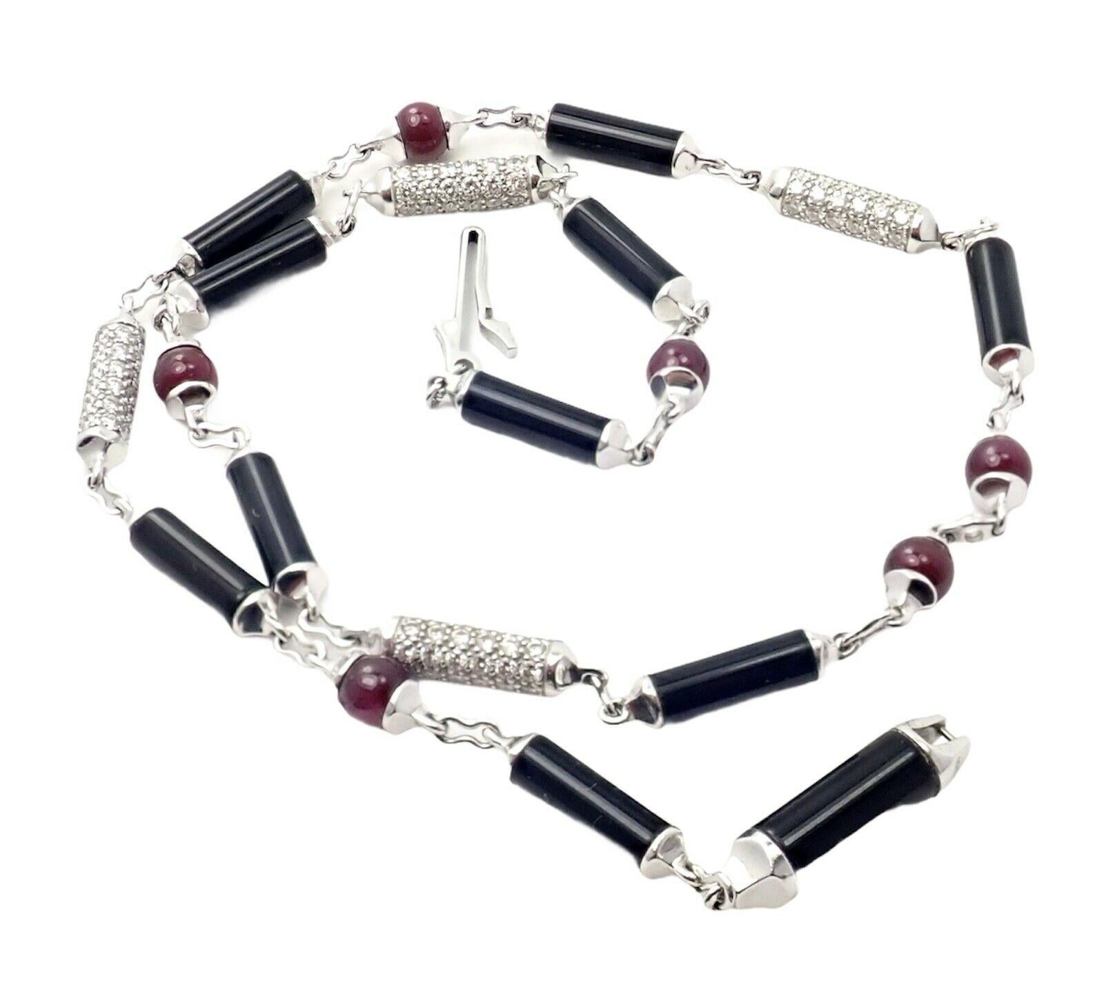 Cartier Le Baiser Du Dragon Diamond Onyx Ruby White Gold Necklace 2
