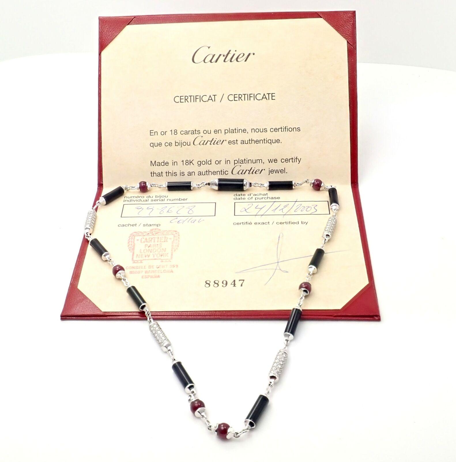 Cartier Le Baiser Du Dragon Diamond Onyx Ruby White Gold Necklace 1