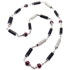 Cartier Le Baiser Du Dragon Diamond Onyx Ruby White Gold Necklace