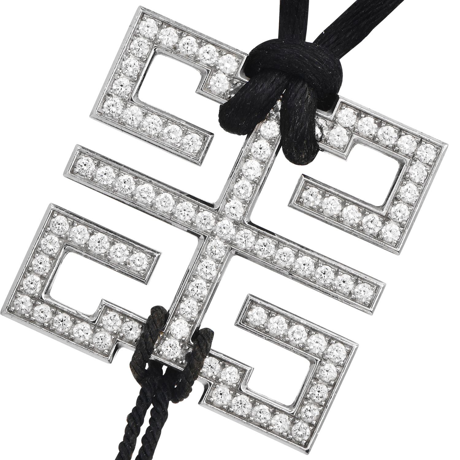 Cartier Collar Colgante de Diamantes "Le Baiser Du Dragon" - Oro Blanco 18K