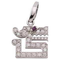 Cartier Le Baiser Du Dragon  Diamond Ruby 18K White Gold Charm Pendant