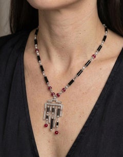 Cartier Le Baiser du Dragon Diamond Ruby Onyx Necklace 1.80 CTW