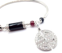 Cartier Le Baiser Du Dragon Diamond Ruby Onyx Two Charms White Gold Bracelet