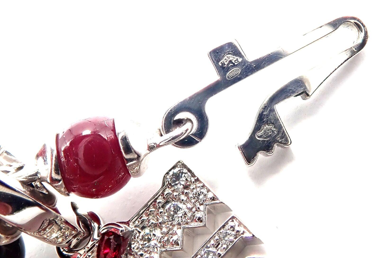 Cartier Le Baiser Du Dragon Diamond Ruby Onyx Two Charms White Gold Bracelet For Sale 1