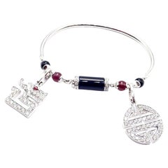 Cartier Le Baiser Du Dragon Diamond Ruby Onyx Two Charms White Gold Bracelet