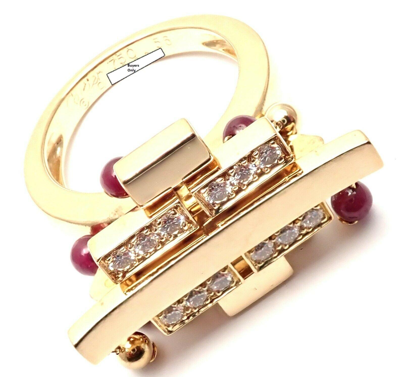 Cartier Le Baiser du Dragon Diamond Ruby Tassel Yellow Gold Ring 4