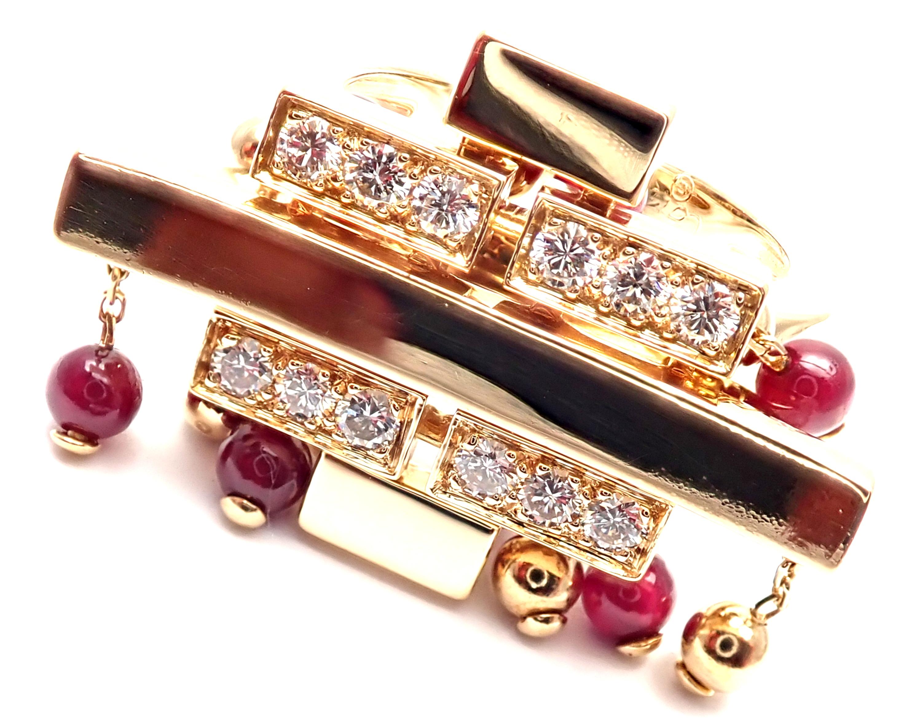 Women's or Men's Cartier Le Baiser du Dragon Diamond Ruby Tassel Yellow Gold Ring