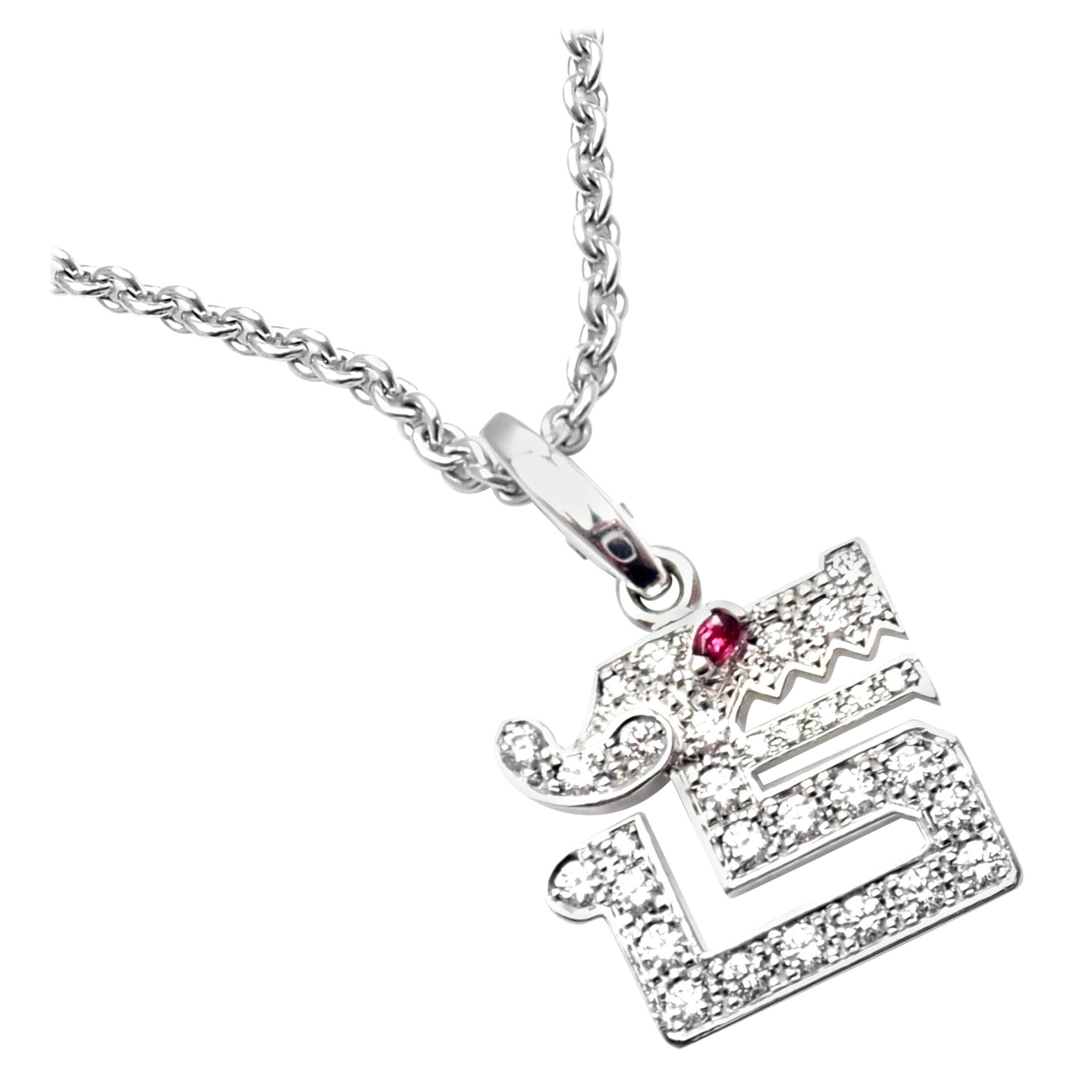 Cartier Le Baiser Du Dragon Diamond Ruby White Gold Pendant Necklace