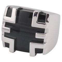 Cartier Le Baiser Du Dragon Falcon's Eye 18k White Gold Men's Ring Size 56 7.5