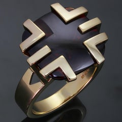 Cartier Le Baiser Du Dragon Garnet 18k Yellow Gold Ring 53
