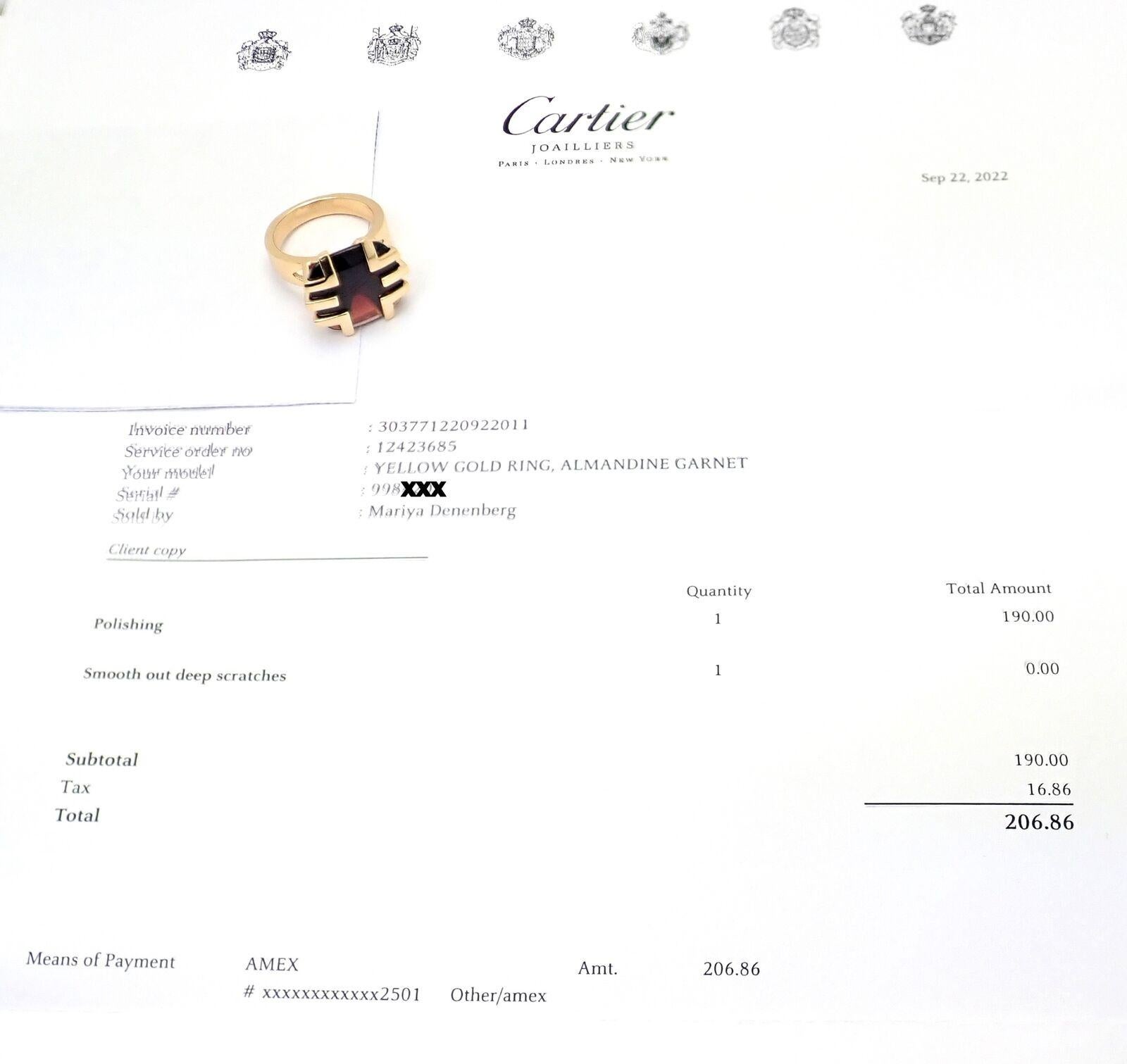 Cartier Gelbgoldring Le Baiser du Dragon, Granat Gelbgold Damen im Angebot