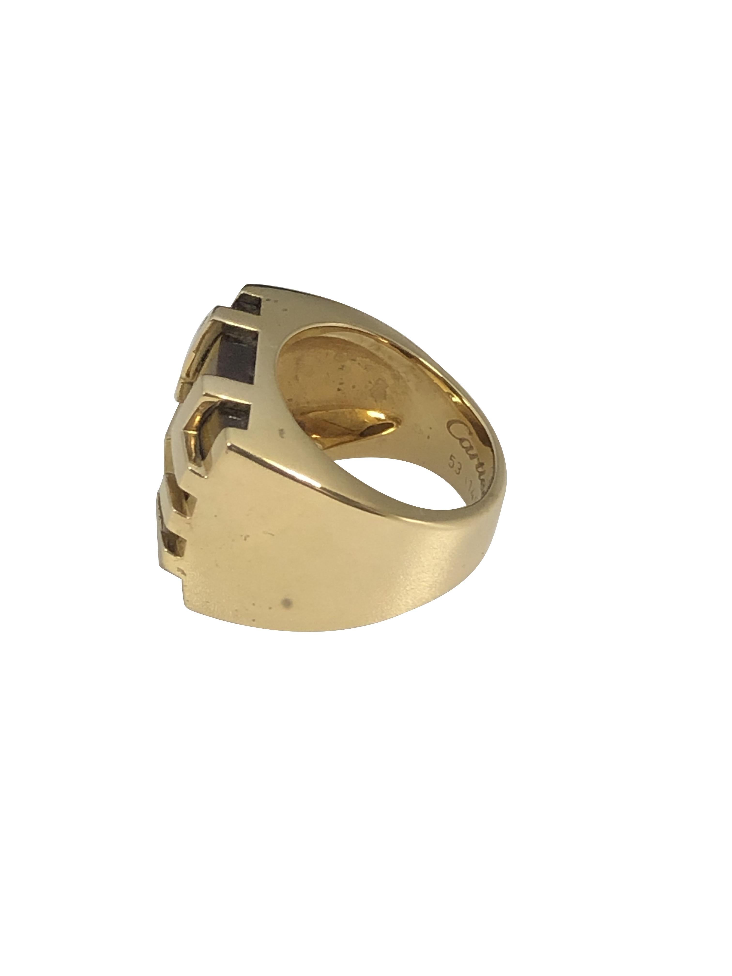 Cartier Le Baiser Du Dragon Large yellow Gold and Tiger Eye Ring In Excellent Condition For Sale In Chicago, IL