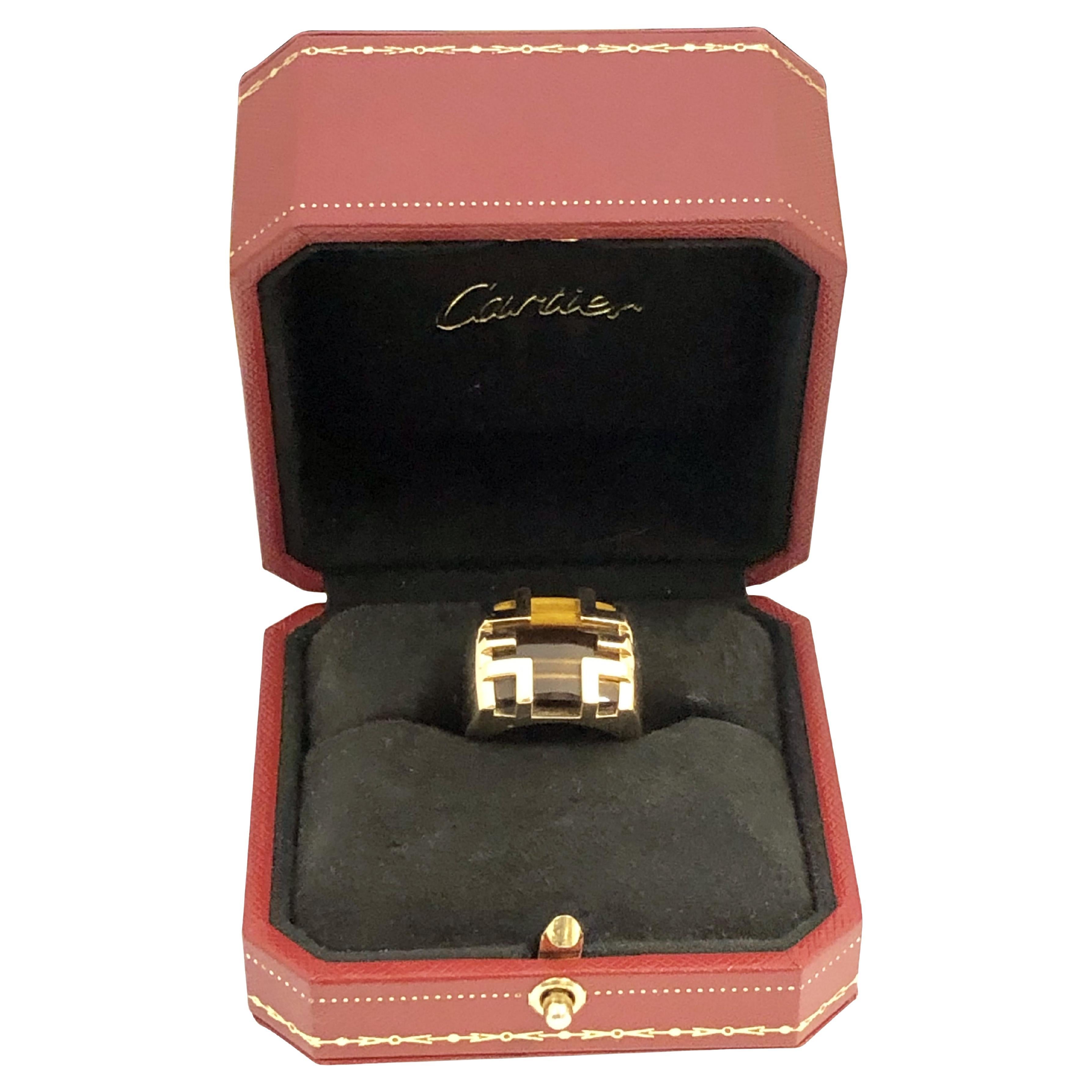 Cartier: Le Baiser Du Dragon, Ring aus Gelbgold und Tigerauge, Groß