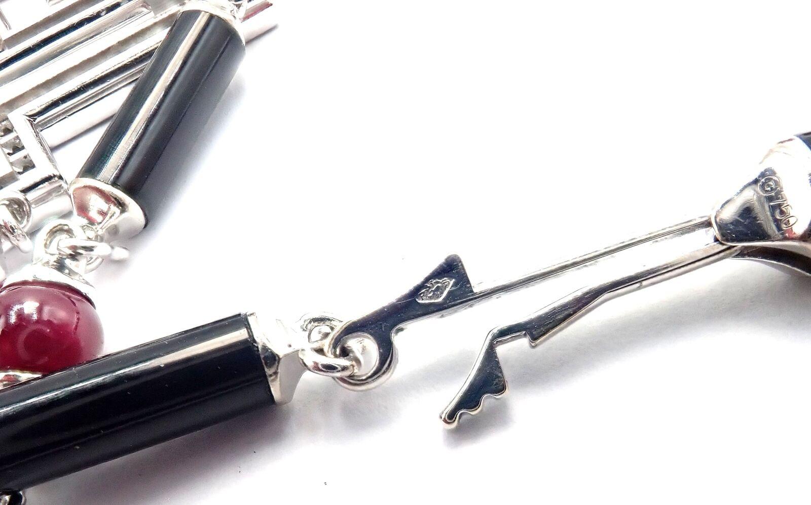 Cartier Le Baiser Du Dragon Onyx Ruby Diamond White Gold Chain Pendant Necklace 6