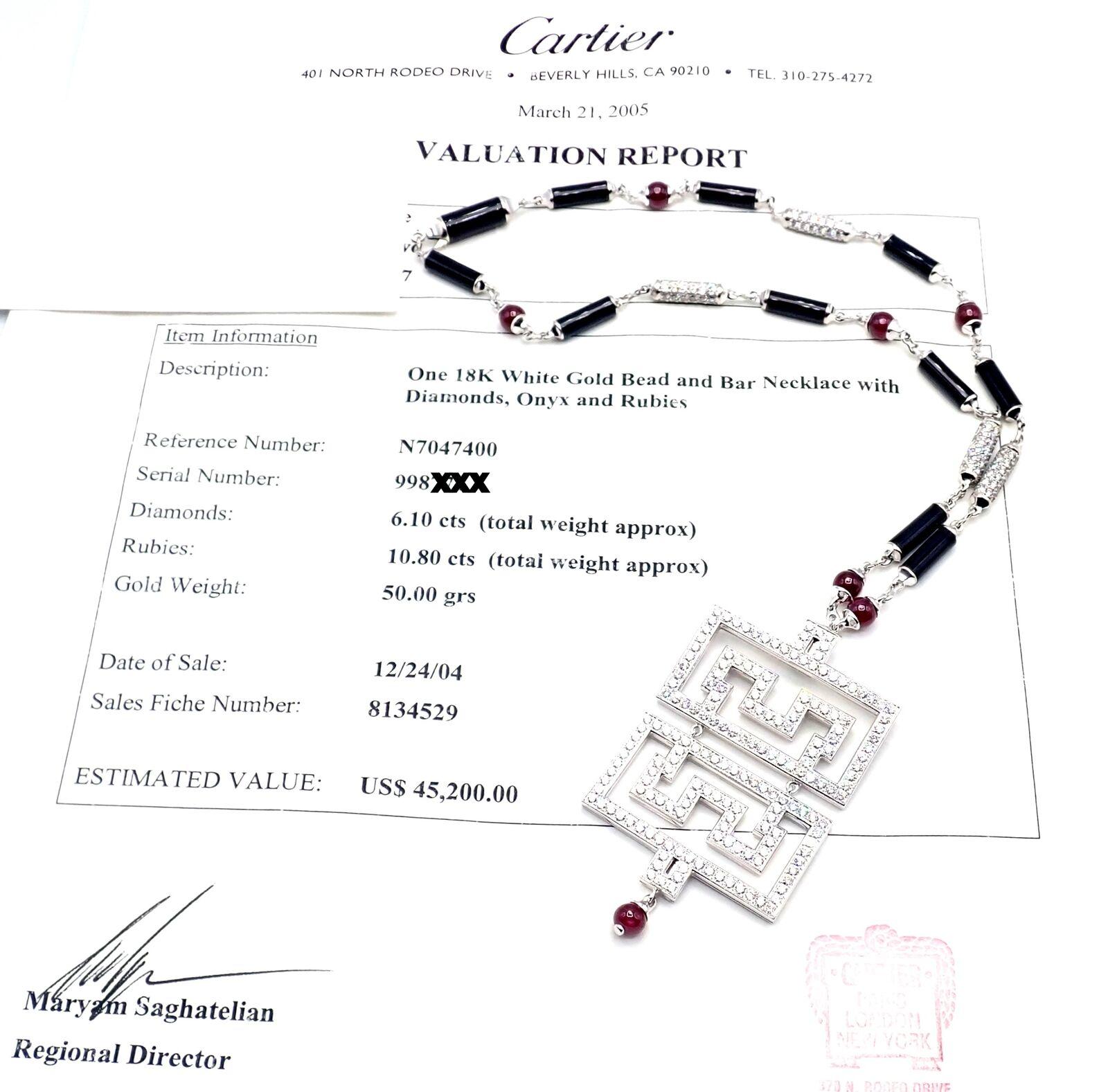 Cartier Le Baiser Du Dragon Onyx Ruby Diamond White Gold Chain Pendant Necklace 2