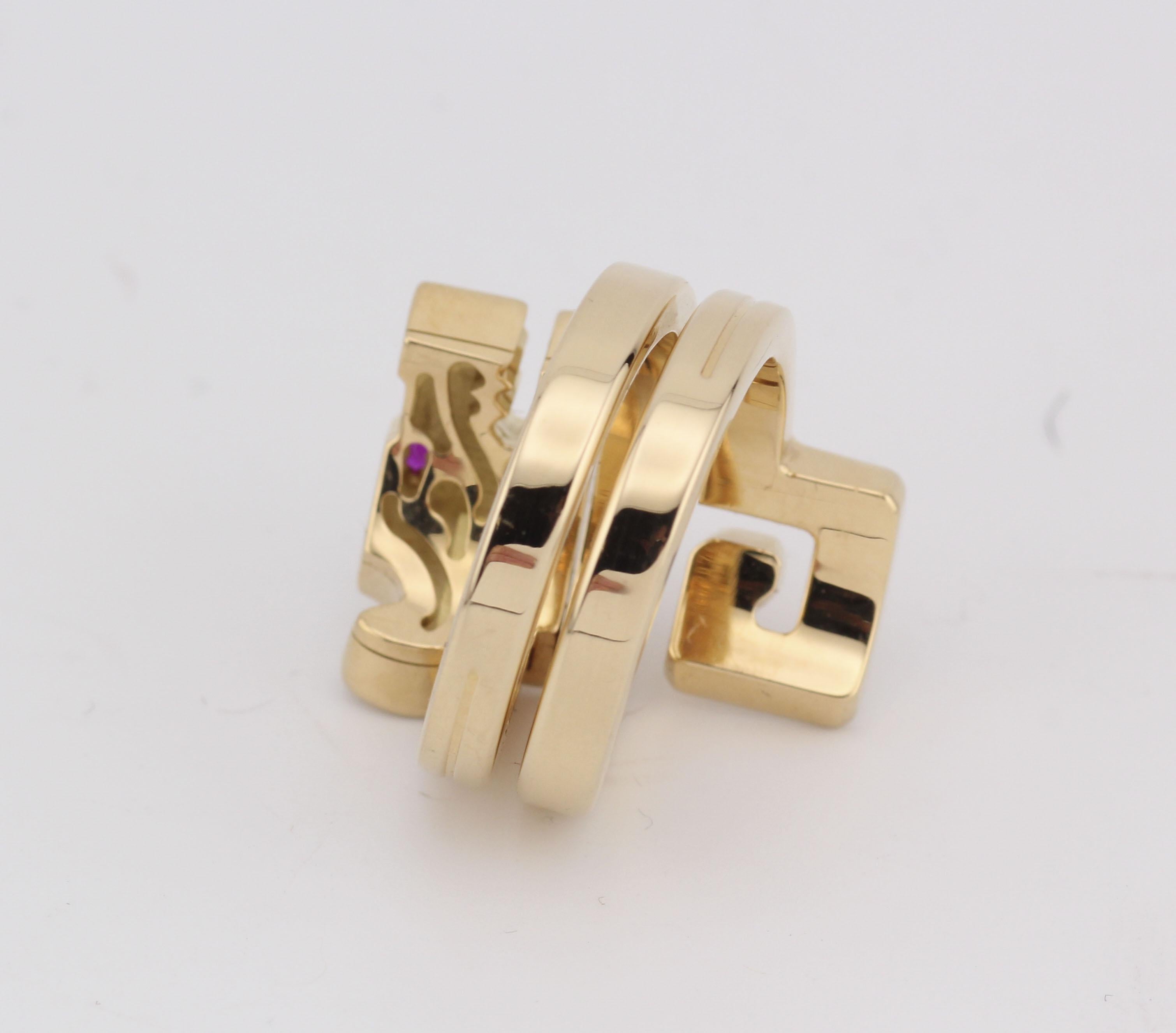 Round Cut Cartier Le Baiser Du Dragon Ruby  18k Yellow Gold Ring Size 5-5.25