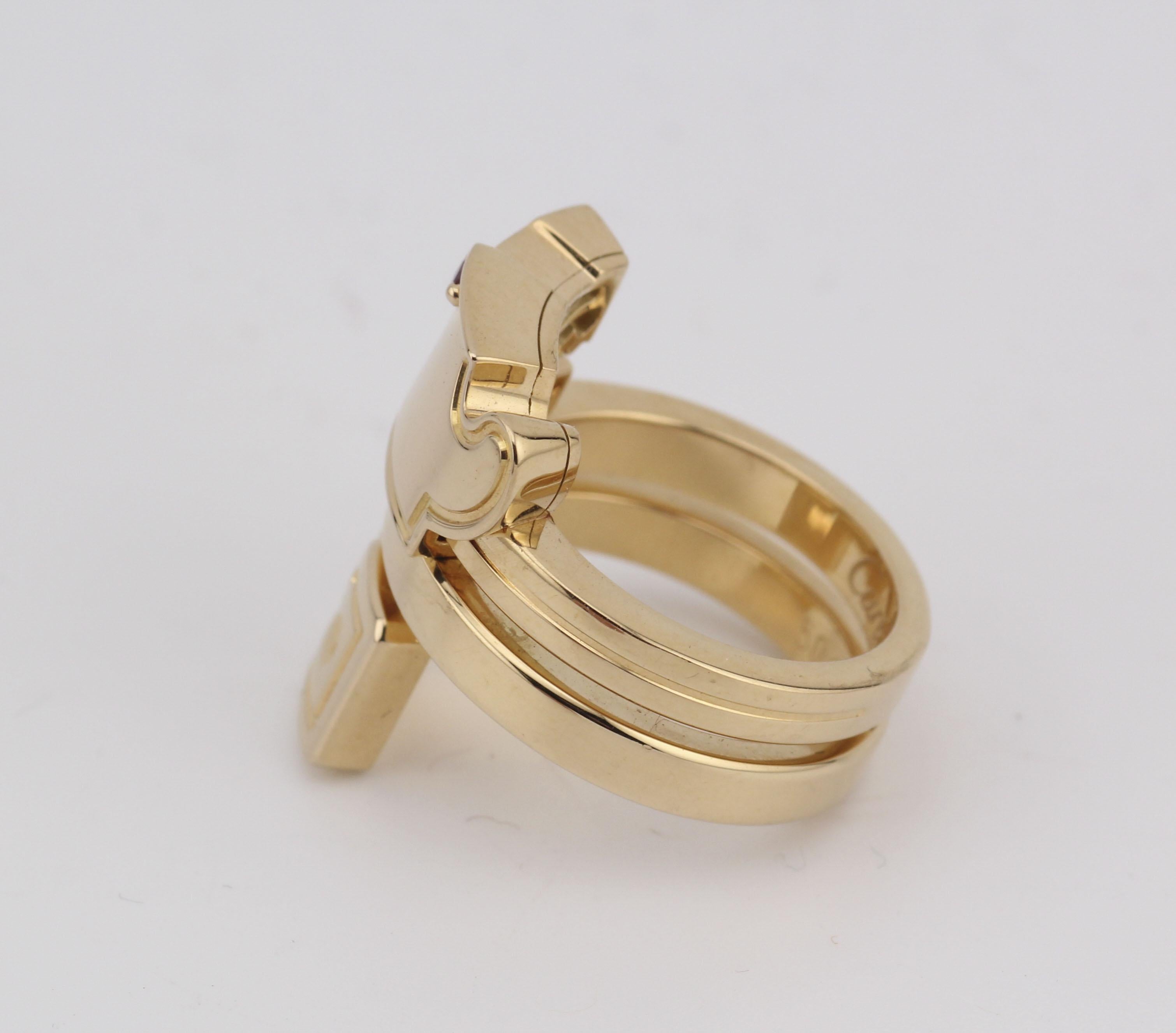 Cartier Le Baiser Du Dragon Ruby  18k Yellow Gold Ring Size 5-5.25 In Good Condition In Simpsonville, SC