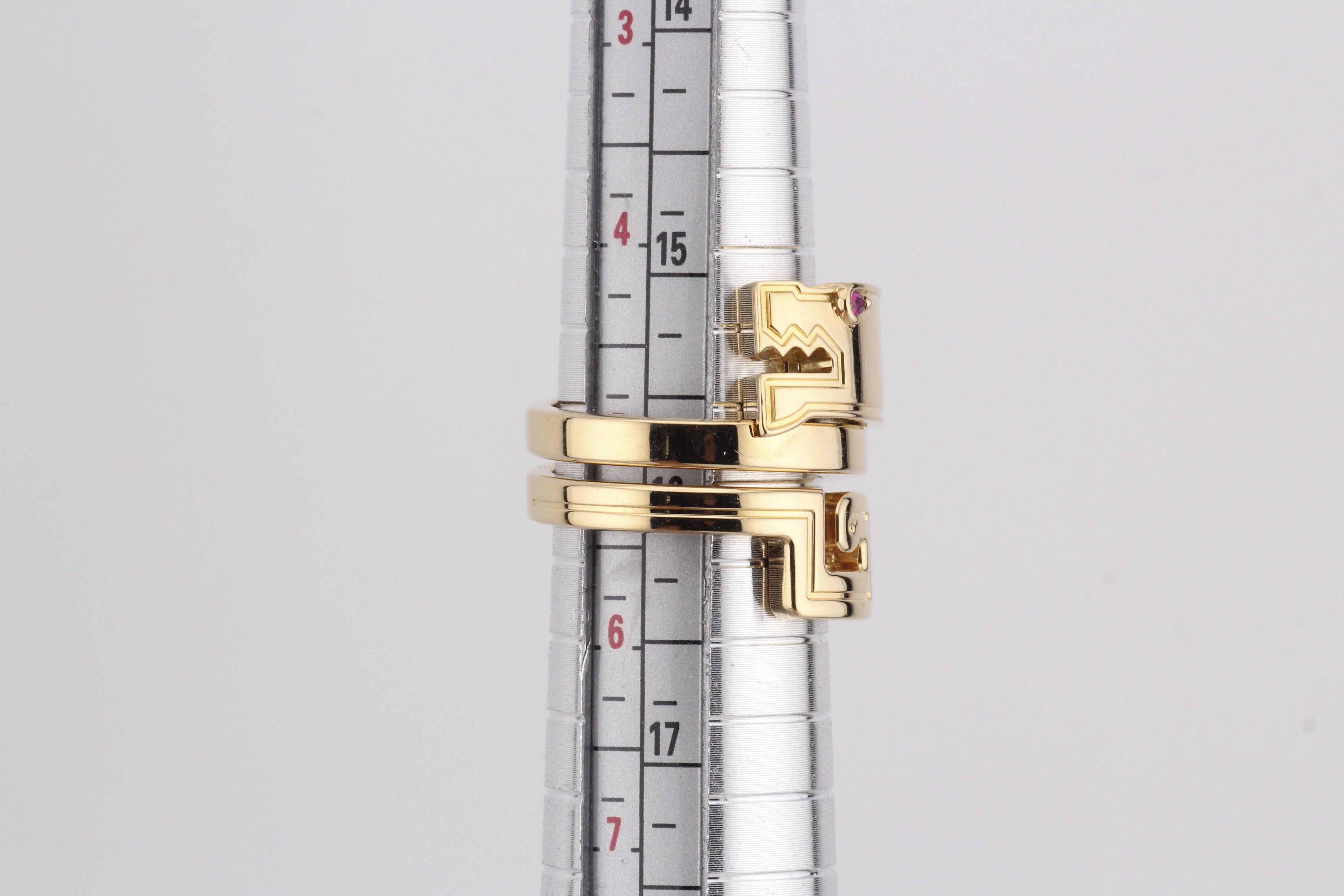 Cartier Le Baiser Du Dragon Ruby  18k Yellow Gold Ring Size 5-5.25 4