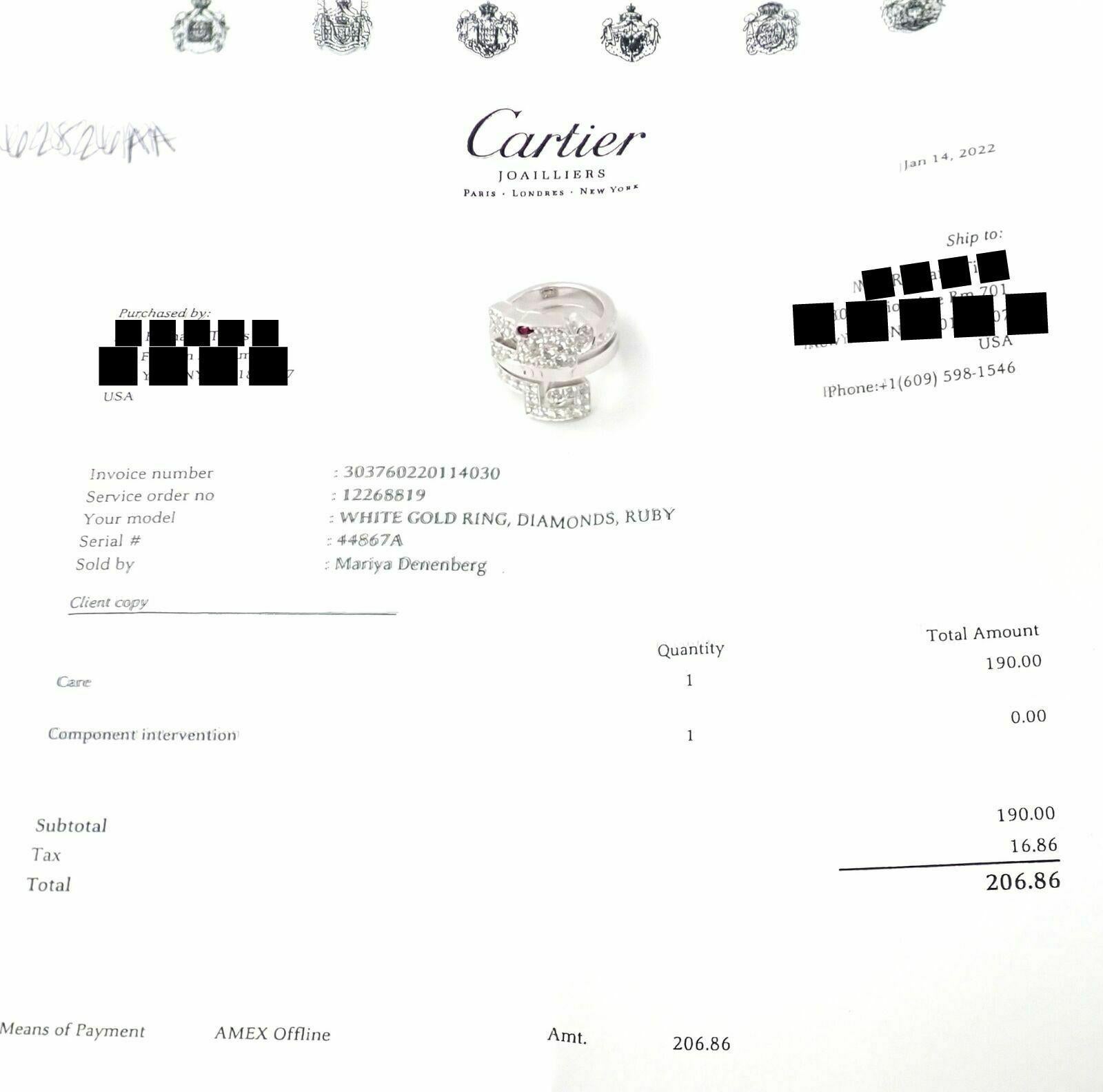 Cartier Le Baiser Du Dragon Ruby Diamond Gold Ring For Sale 2