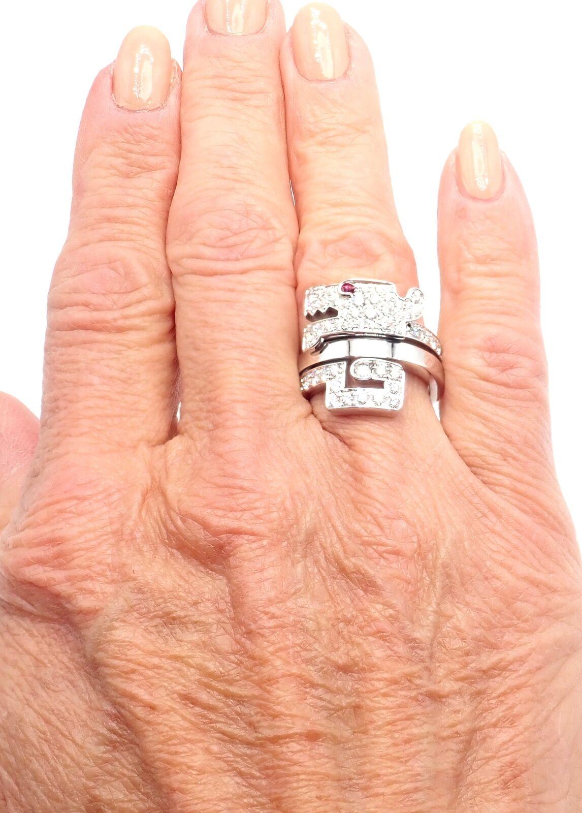 Women's or Men's Cartier Le Baiser Du Dragon Ruby Diamond Gold Ring For Sale
