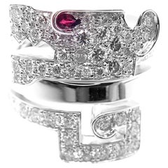 Vintage Cartier Le Baiser Du Dragon Ruby Diamond Gold Ring