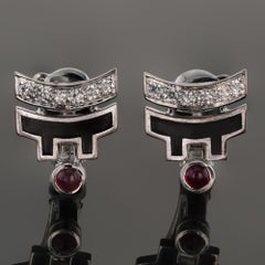 CARTIER Le Baiser Du Dragon Ruby Diamond Lacquer Small Earrings