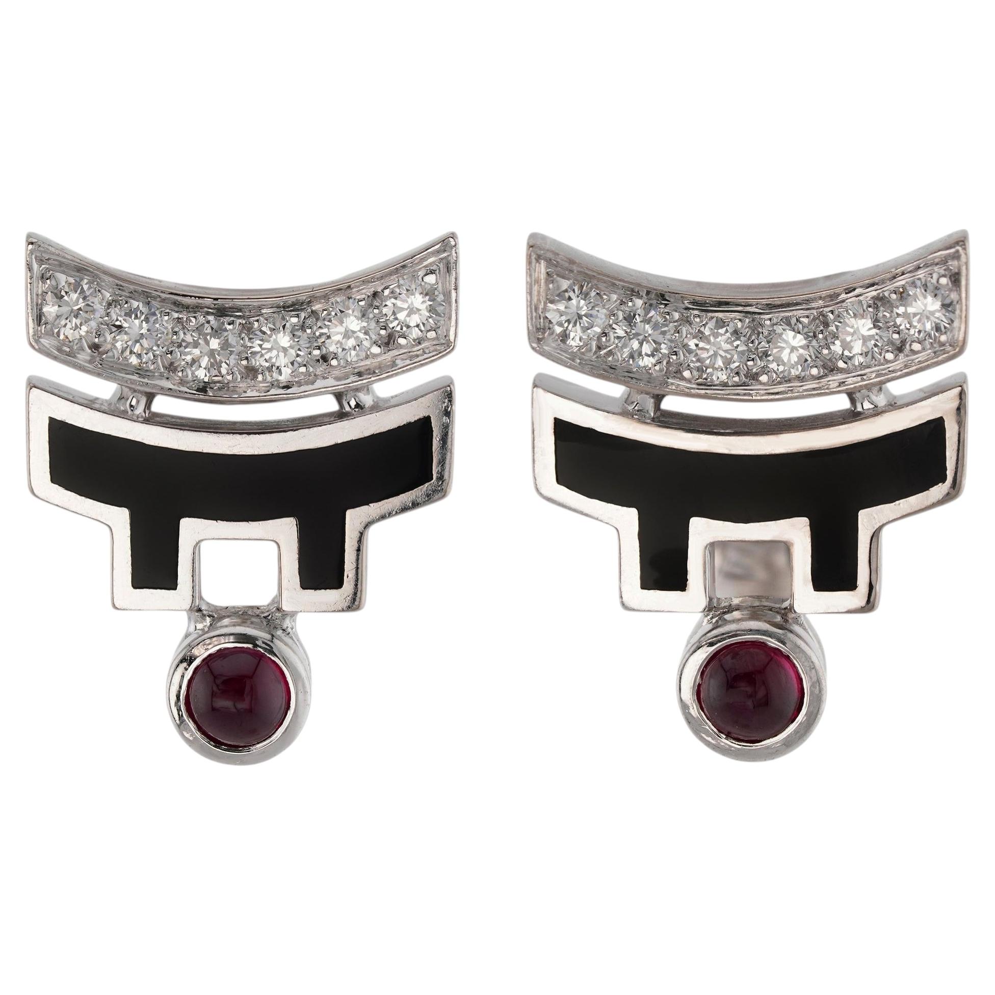 CARTIER Le Baiser Du Dragon Rubin-Diamant-Lack-Ohrringe klein