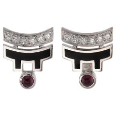 CARTIER Le Baiser Du Dragon Ruby Diamond Lacquer Small Earrings